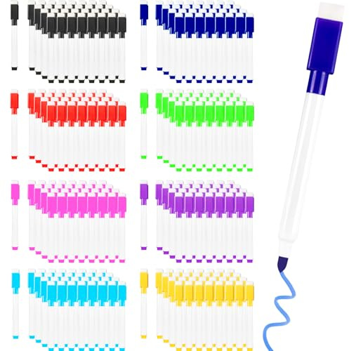 Beieverluck 200 Pieces Colorful Magnetic Dry Erase Marker with Eraser Cap, Whiteboard Mini Dry erase Markers Bulk, Fine Tip Small Dry Erase Markers for Teachers Office School Supplies