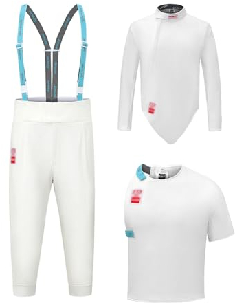 3-piece Fencing Protective Suit Adult and Children's Fencing Clothing 450N Anti-thorn Fabric Vest/pants/Jacket Professional Fencing Suit for Foil Epee Sabre (Thickness : Left hand, Size : 46#)