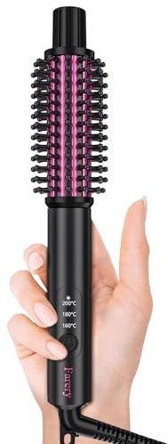 FARERY Mini Termisk borste uppvärmbar rund borste 25 mm för lockar och volym, perfekt för kort till medellångt hår, snabba styling och touch-ups, 3 temperaturnivåer (160–200 °C), anti-skållning