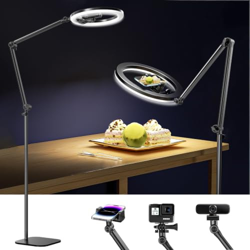 UBeesize 12 Ring Light Tripod for iPhone, 75 Tall Overhead Phone Mount