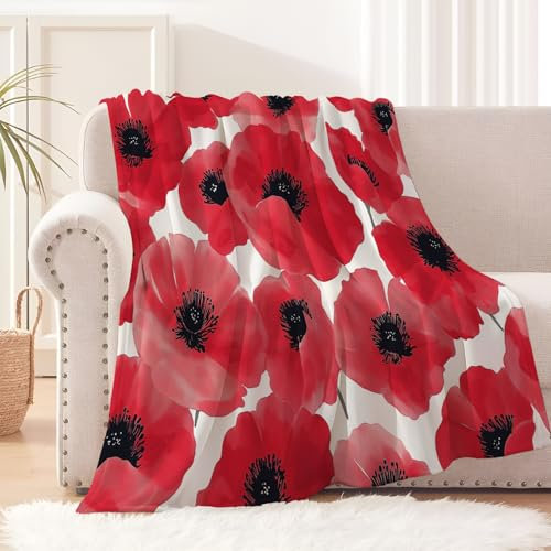 GSAEIMCT Bedruckt Decke für Erwachsene Kinder Flanell Fleecedecke, Rote Blütenblätter, Kuscheldecke Plüschdecke Flauschig Decken Sofa Couch Weich Wohndecke, 100x130cm