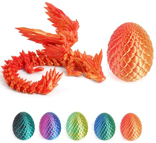 Misterioso uovo di drago 3D, uovo di drago, drago 3D, figura di drago, un magico oggetto decorativo e regalo (oro rosso Feilong)