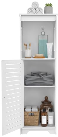 CHERIPOLI Armoire de salle de bain moderne blanche avec 3 étagères, petite armoire d'appoint, pour petits espaces, salle de bain, salon, salle à manger, cuisine