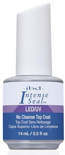 IBD LED/UV Intense Seal No Cleanse Top Coat for Gel and Acrylic Nails, High Gloss Mirror Shine, Non Yellowing Formula, 14ml 0.5 fl oz