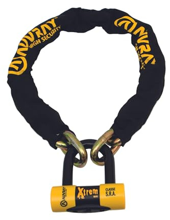 Auvray Kettenschloss Xtrem D, 13,5 mm, 140 cm, SRA zugelassen, Tastenfeldschloss, Modern, Schwarz