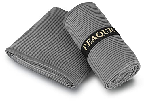 PEAQUE Mikrofaser-Handtuch mit Streifenstruktur - leicht, kompakt, schnelltrocknend, XXL - Saunahandtuch, Badehandtuch, Reisehandtuch, Sporthandtücher - Grau, 200x100 cm