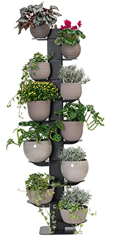 ALUBOX Hydra Soporte para Plantas de Interior y Exterior Columna Autoportante 167x49x30 cm Soporte para Macetas de Interior y Exterior de Aluminio 10 Estantes de Chapa Galvanizada 15,2 kg (Antracita)