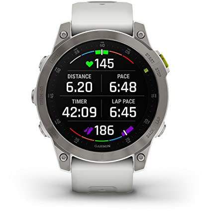 Garmin epix Gen 2, smartwatch attivo premium, funzioni salute e benessere, display AMOLED touchscreen, orologio avventura con funzioni avanzate, titanio bianco