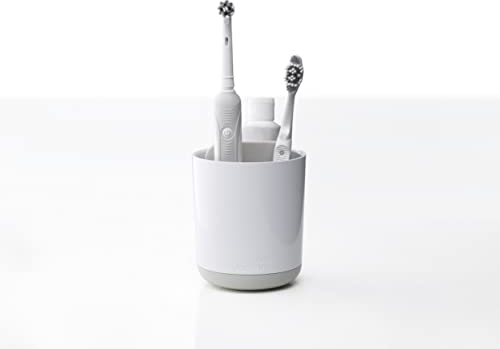 Joseph Joseph Duo Detachable Toothbrush Holder, Compatile with Manual and Electric Toothbrushes, Bathroom Organiser, White, Small
