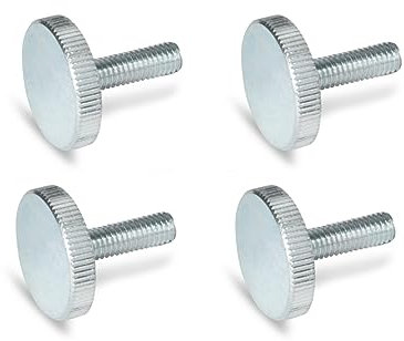 Ganter Normelemente Tornillos moleteados planos | tornillos moleteados (forma baja) | DIN 653-M5-12-ZB | 4 unidades | acero galvanizado | Rosca: M5 x 12