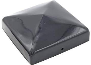Metal Fence Post CAPS | Oxide Red/Galvanised Silver/Black | All Sizes 50mm 75mm 100mm Ball or Pyramid Available - Decorative (Anthracite Grey, 100x100mm Pyramid)
