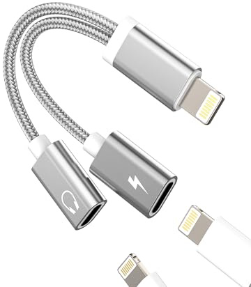 Lightning-adapter (2-i-1) dubbla kontakter hörlurar och laddningsuttag för Apple MFI certifierad AUX-ljudsplitter Charge Headphone laddningskabel fördelare mobiltelefon för iPad hörlursuttag för