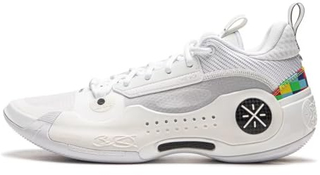 Li-Ning Way of Wade 10 Rainbow Men Basketball Shoes Lining Professional Shock Absorption Sneakers Sports Shoes White Grey US 9.5/ UK 8.5