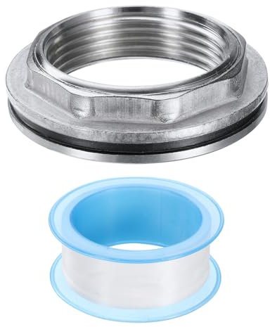 QUARKZMAN Raccordo a Parete 1-1/4 Femmina Acciaio Inossidabile 201 Connettore Serbatoio Acqua Adattatore Serbatoio Acqua Raccordo a Tubo con Nastro Tenuta per Serbatoio Acqua Vasca