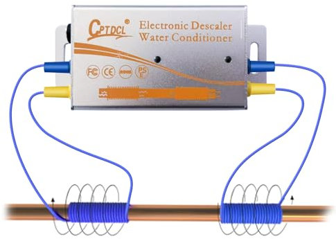 CPTDCL Sistema electrónico de descalcificación de agua, descalcificador sin sal para toda la casa, acondicionador de agua dura para reducir la acumulación de incrustaciones, para todo tipo de tuberías