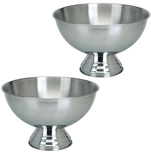Sektkühler Edelstahl 40 cm Silber – Champagnerschale Getränkewanne Flaschenkühler Weinkühler – Kühler für Sekt Champagner Wein – Dekoschale Buffet Party Hochzeit