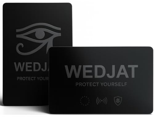wedjat 2 Cartes Anti-RFID Protecteur Porte-Cartes Homme | 1 Classique + 1 Adhésive Haute Résistance Unique au Monde | Polycarbonate 1mm CE | Belgique + Ebook Offert