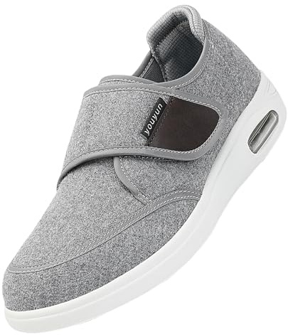 per Piedi gonfi Scarpe per Anziani Pantofole,Scarpa Donna con Hook & Loop Scarpe Ginnastica a Strappo per diabetici Chiusura in Memory Foam Sandali.Grey,39