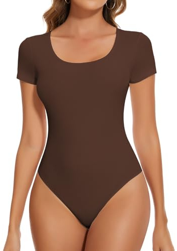 SHAPERIN Body Manga Corta Mujer Cuello Redondo De Una Pieza Bodysuit Top Casual Blusas Blusas Mono Top Top