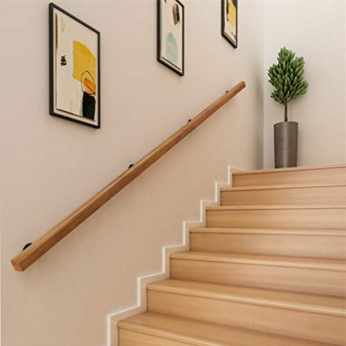 Este il de Madera Antideslizante para escaleras de 1 pie a 20 pies, Barra de Soporte Ajustable, barandilla Interior para Loft para Personas Mayores, barandillas de Escalera seguras montadas