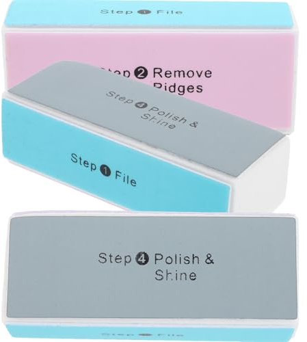 KICHOUSE Set 3 Pezzi Blocchi per Lucidatura Unghie Sabbia Levigante Strumento per Manicure Professionale e Cura delle Unghie a Casa in Salone Colore Casuale