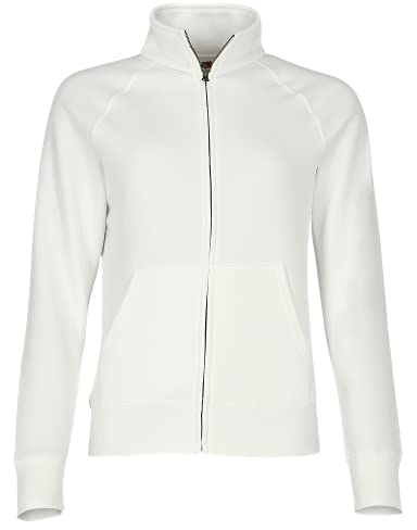 Fruit of the Loom Ladies/Womens Lady-Fit Fleece Sweatshirt Jacket (M) (White)