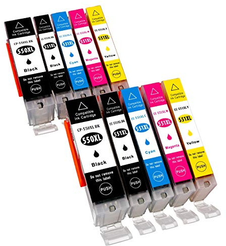ESMONLINE 10 komp. XL Druckerpatronen als Ersatz zu Canon PGI-550/CLI-551 für Pixma MG 5450 5550 5650 5655 6350 6450 6650 7100 7150 7550 MX 725 925 iP 7200 7250 8750 iX 6850