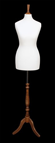 Buste de mannequin The Shopfitting Shop Deluxe de couturière pour femme avec trépied en bois de rose indien et maillot blanc - Taille européenne 34