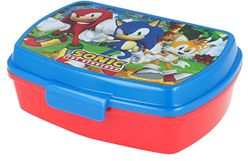 Stor Boîte à sandwich pour enfants Sega Sonic en plastique, sans BPA, lavable et réutilisable, ne convient pas aux micro-ondes et aux lave-vaisselle