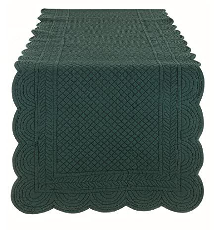BLANC MARICLO' Runner striscia da tavolo rettangolare cotone verde 45x140 cm