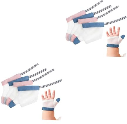 ibasenice 4 Pares De Guantes Para Morder Anillos Guantes Protectores Para Chupar Los Guantes Para Niños Guantes Masticables Antiinfantiles Tapón De Succión Corrector De Chupar