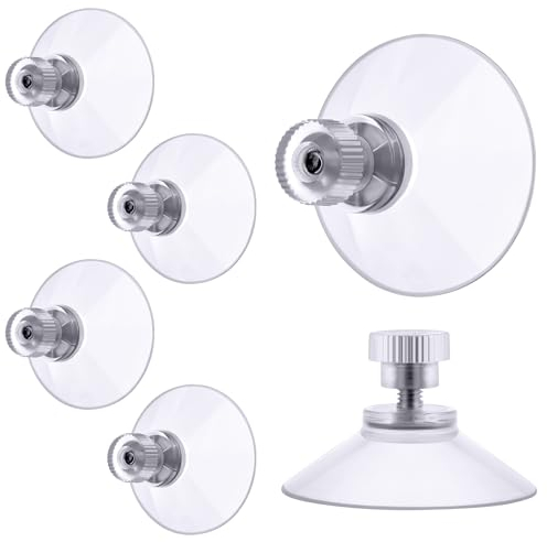 Flintronic Saugnapf mit Gewinde und Rändelmutter, 6 Stück PVC Saugnäpfe Ø32mm, Transparente Saugknöpfe ohne Bohren, Saugknopf Haken Extra Stark für Fenster, Auto, Dekoration, Aufhängung