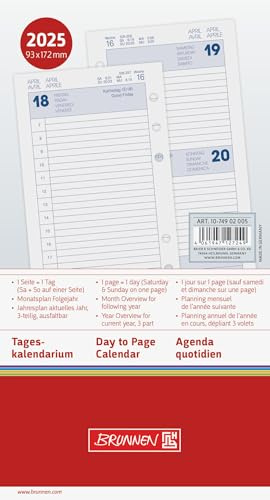 BRUNNEN Calendario giornaliero FILIUS (2025), 1 pagina = 1 giorno, 93 × 172 mm, 352 pagine