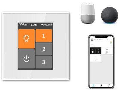 LANBON LCD Smart Ceiling Fan and Light Switch, Customized Fan Speeds, 2.4G Wi-Fi Glass Touch Screen Smart Switch Works with Alexa & Google Home, Neutral Wire Required, L8-HF
