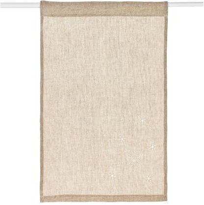 Loberon Ruspi Brise-bise - Tissu en Lin de Grande qualité - Sublime Broderie Flocon de Neige, Lin
