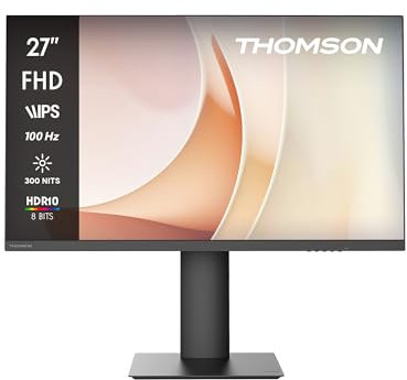 Thomson 27 Zoll Business Full HD-Monitor mit Pop-Up-Kamera, 100 Hz IPS-Panel, 65 W USB-C-Stromversorgung, Zwei Lautsprecher, HDMI, VESA-Halterung 100 x 100, Schwarz, M27FB7C14V