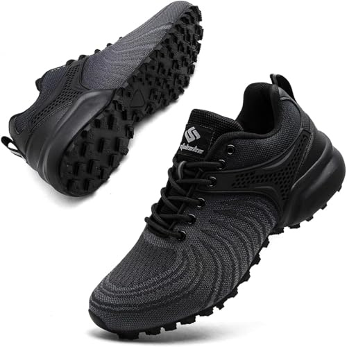 Mufanton Zapatillas de Trail Running Hombre Zapatillas de Trekking Zapatos de Senderismo Ligero Antideslizantes Deportes Zapatos de Trail Running,Negro Amarillo,EU42