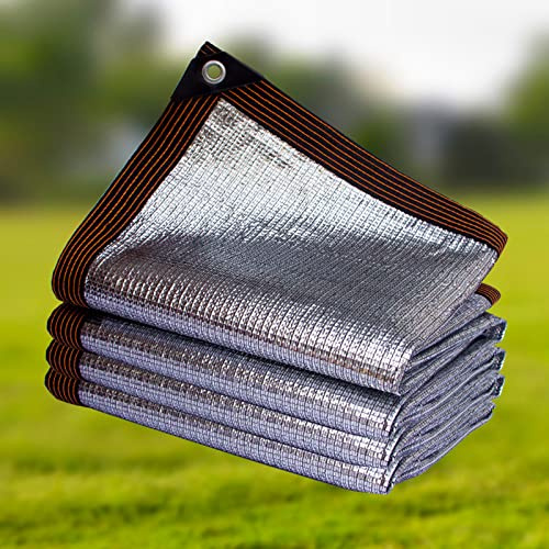 Aluminum Foil Shade Cloth Sun Mesh Tarp 99% Reflective Heat Insulation Fabric Anti Aging Net Sail for Window Balcony Outdoor Greenhouse Backyard 3x8m