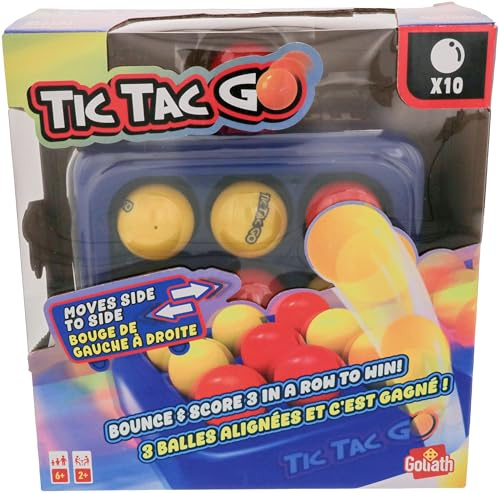 Goliath - TIC TAC GO - Gioco di umore e abilità per adulti e bambini dai 6 anni in su - Gioco da tavolo con tabellone mobile - Lancia le palline per allinearne 3 dello stesso colore - 2 giocatori