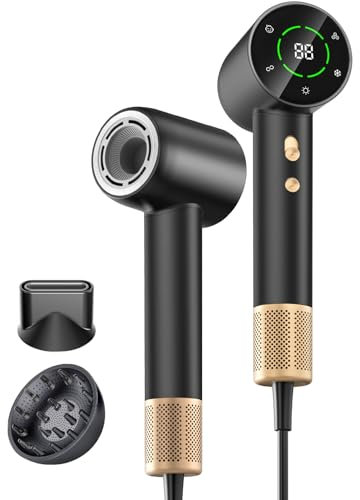 Hair Dryer Fast Dry, Professional Ionic Hairdryer with Diffuser - 110,000 RPM High Speed Blow Dryer, Lightweight with Even Heat, Anti Frizz, Low Noise - Brushless Hairdryers for Women & Man