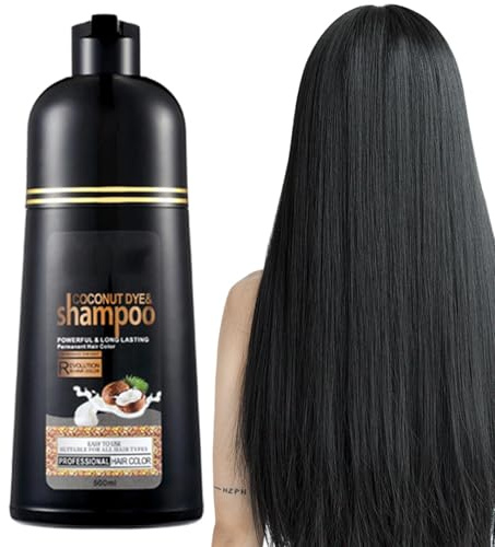 Champú de coco para teñir el cabello negro, champú negro vegetal, aceite de coco, tinte orgánico para el cabello, coloración rápida, champú de color de larga duración
