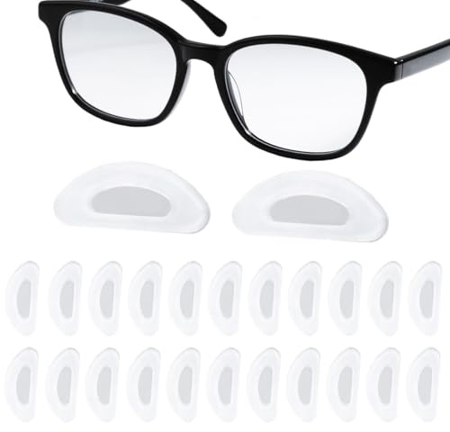 Fukaisu 24 Pairs Silicone Nose Pads Replacement, 0.59in Non-Slip Clear Adhesive Grips for Eye Glasses Sunglasses Anti Slip Soft Translucent Eyeglass Pieces Comfortable Wear Accessories for Daily Use