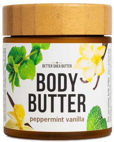Peppermint Vanilla Body Butter - Natural Lotion for Women with Shea Butter & Jojoba Oil - Non-Greasy Whipped Body Lotion for Dry Skin - Vanilla Scented Peppermint Body Lotion