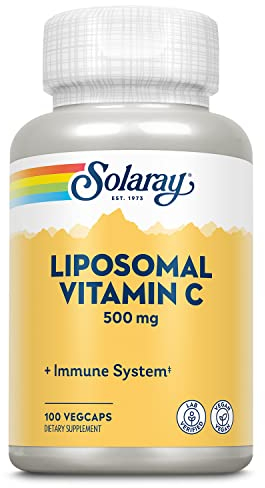 SOLARAY Liposomal Vitamin C 500mg, Fat Soluable Vitamin C, Vegcaps, Sin Sabor, 100 Unidad,