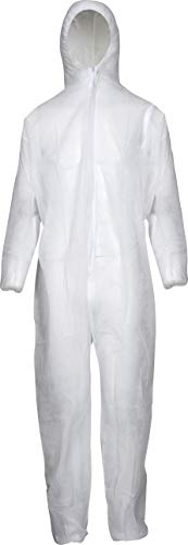 Ropa desechable desechable, traje de protección desechable, mono desechable (10 unidades de tamaño XL, color blanco)