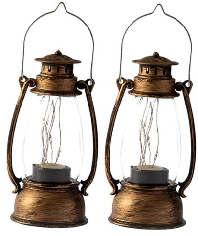 EXCEART Lámpara de Queroseno Electrónica 2 Piezas Retro de Plástico Pp Diseño Delicado y Ambiente Festivo para Decoración de Navidad y Año