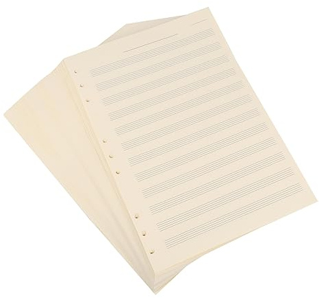 DIYEAH Recharge à Blanc 100 Feuilles 2mm Espacement 12 Lignes Papier Résistant et Non Absorbant pour Cahier de Partitions Musique pour Étudiants et Personnel