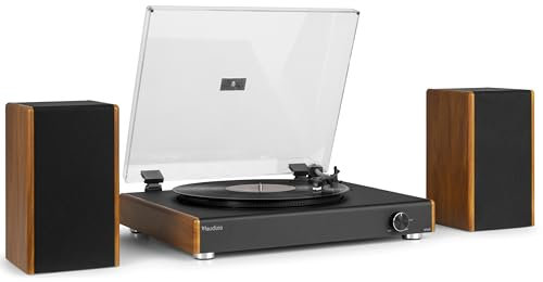 Audizio RP335 Platine Vinyle Bluetooth avec Enceintes 2x40W, Design Élégant, Lecture USB, 3 Vitesses, Fonction Enregistreur, Idéal pour Les Audiophiles et Collectionneurs de Vinyles