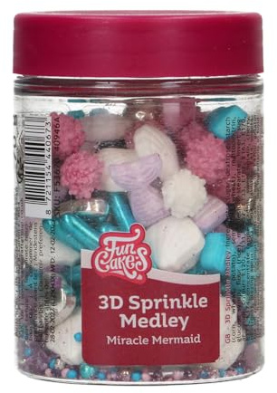 FunCakes 3D Sprinkle Medley Miracle Mermaid: Decorazioni di Zucchero, Sapore Delizioso, Ottime per Decorare Torte, Cupcake e Biscotti, Sprinkle Mix, 70g