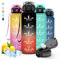 Gourde 1l, Gourde Sport, Anti Fuite, Gourde Graduée pour 1 Journee, Facile à Nettoyer, Gourde Reutilisable, Réutilisable, Gourde Adulte avec Marqueur de Temps, pour Aptitude, Camping, Yoga, Voyages